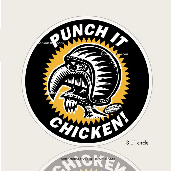 punch it chicken sticker by bomonster