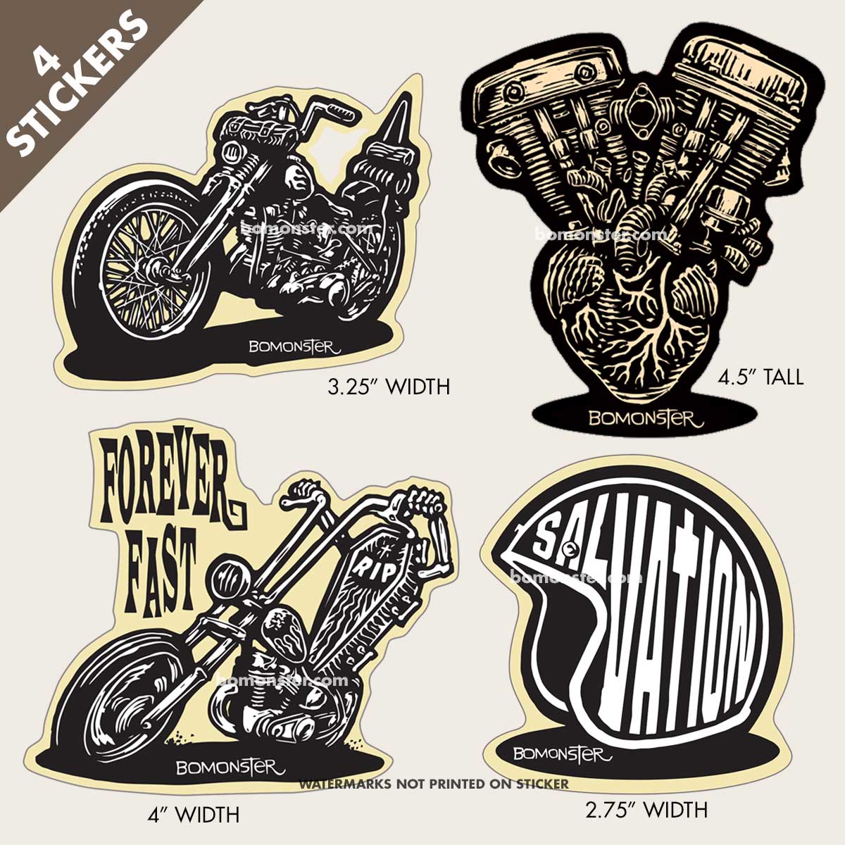 Chopper Motorcycle Sticker Blast (#4) 4 Sticker Combo – BOMONSTER