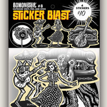 Load image into Gallery viewer, guitar skeletons and custom car sticker pack by hot rod artist bomonster
