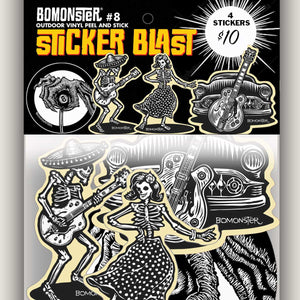 guitar skeletons and custom car sticker pack by hot rod artist bomonster