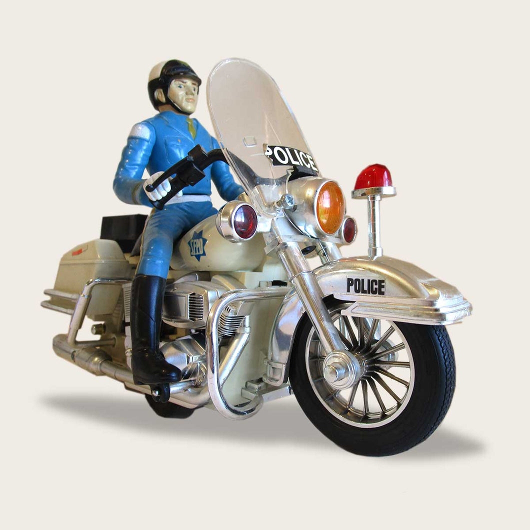 police motorcycle toy with poseable rider