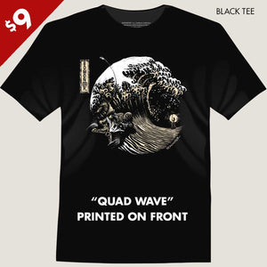 quad racer on sand in shape of great wave tee by bomonster